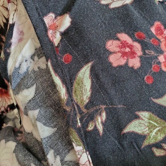 AMERICAN EAGLE dress black floral open back 3/4 sleeve ruffle viscose M - Picture 8 of 8